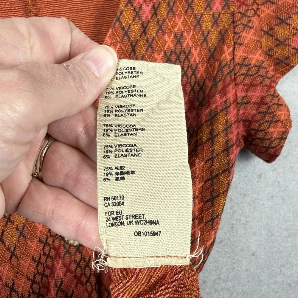 Free People Phoenix Chevron Orange Button Up 70s Vibe‎ Short Romper Sz S? *read